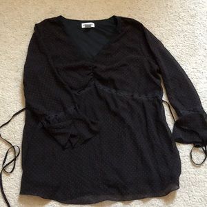 Maternity blouse top black with red polka dots